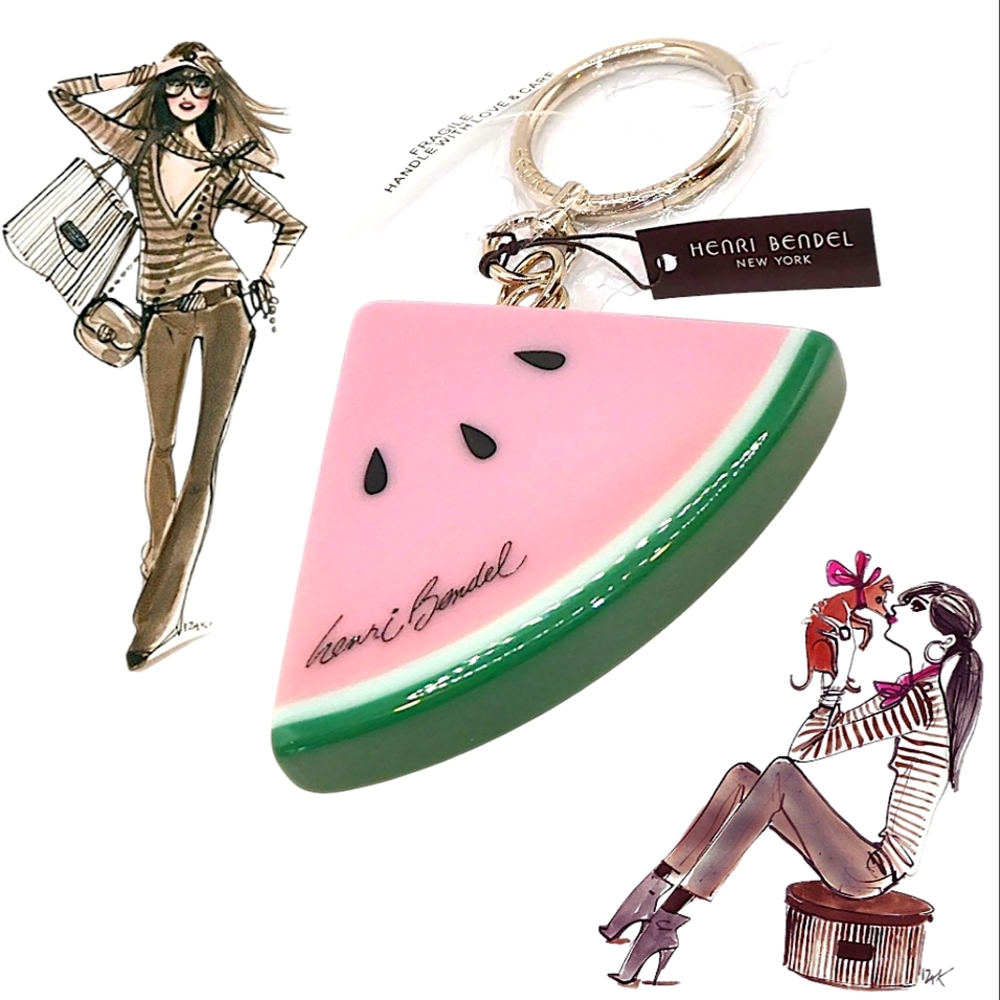 Henri Bendel Pink and Green Watermelon Keychain